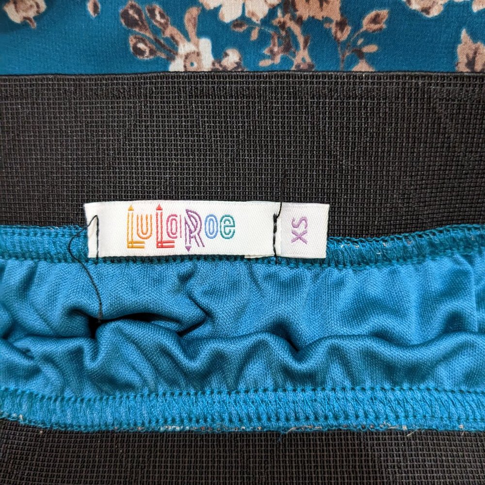 LuLaRoe Lola Blue Floral Midi Skirt - Picture 2 of 2